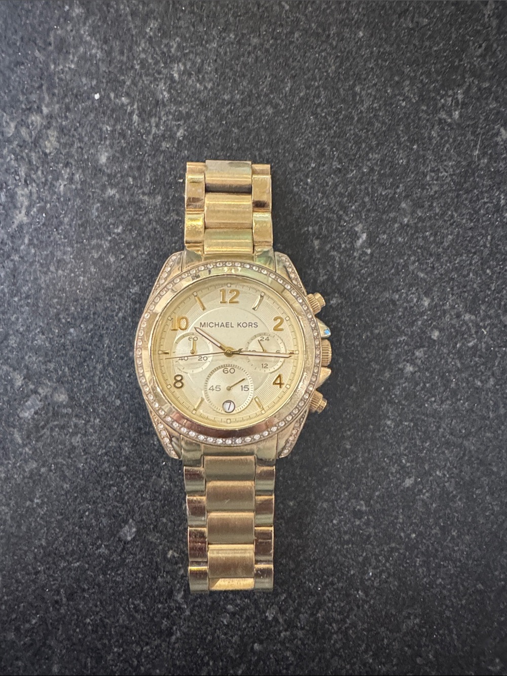 Michael Kors Gold Crystal-Accent Link Bracelet Watch